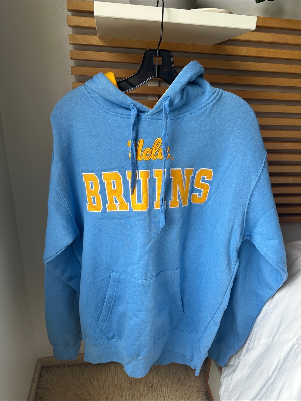 Blue Bruins Hooded Sweatshirt with Yellow Lettering